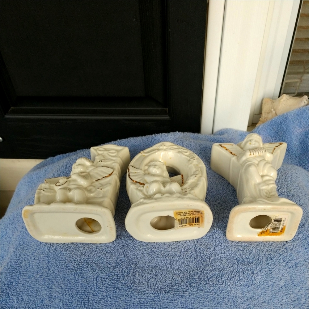 💥 "JOY" Ceramic Candle Holders ANGELS "Set Of 3 - Picture 7 of 14